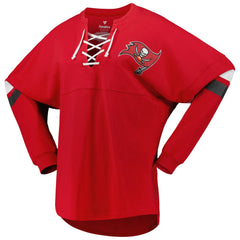 Tampa Bay Buccaneers Women's Spirit Jersey Lace-Up V-Neck Long Sleeve T-Shirt - Red for sale