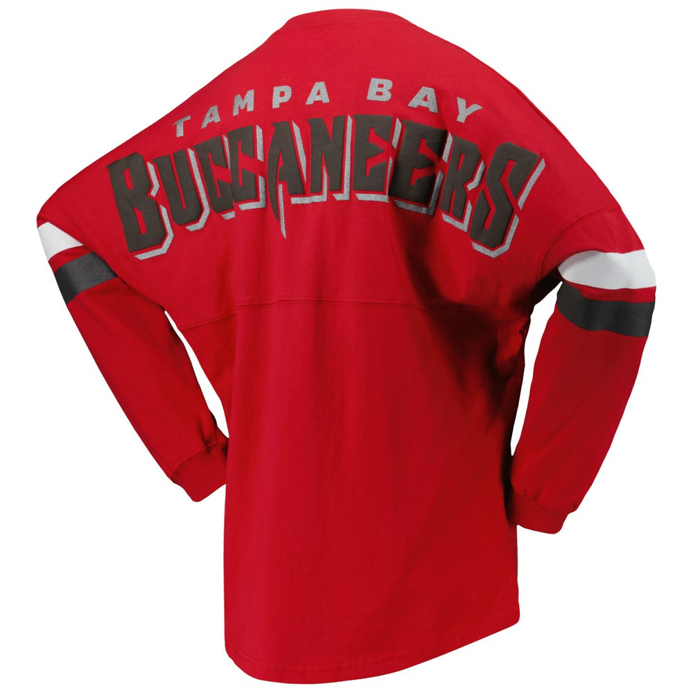 Tampa Bay Buccaneers Women's Spirit Jersey Lace-Up V-Neck Long Sleeve T-Shirt - Red for sale