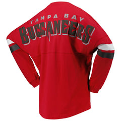 Tampa Bay Buccaneers Women's Spirit Jersey Lace-Up V-Neck Long Sleeve T-Shirt - Red for sale