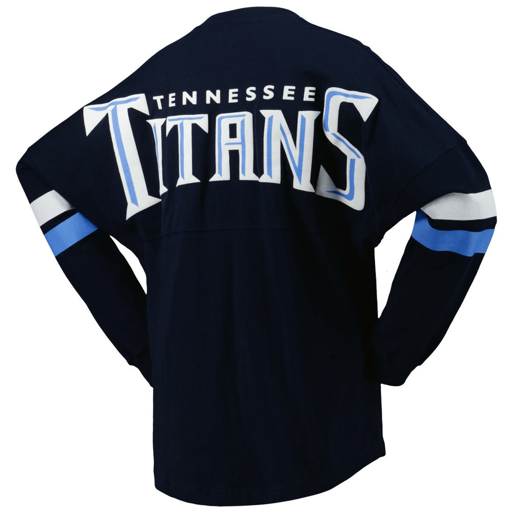 Tennessee Titans Women's Spirit Jersey Lace-Up V-Neck Long Sleeve T-Shirt - Navy discount