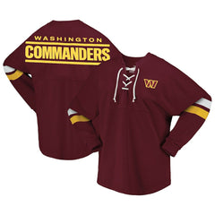 Washington Commanders Women's Spirit Jersey Lace-Up V-Neck Long Sleeve T-Shirt - Burgundy online