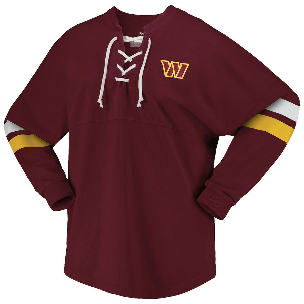 Washington Commanders Women's Spirit Jersey Lace-Up V-Neck Long Sleeve T-Shirt - Burgundy online