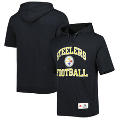 Pittsburgh Steelers Washed Short Sleeve Pullover Hoodie - Black discount