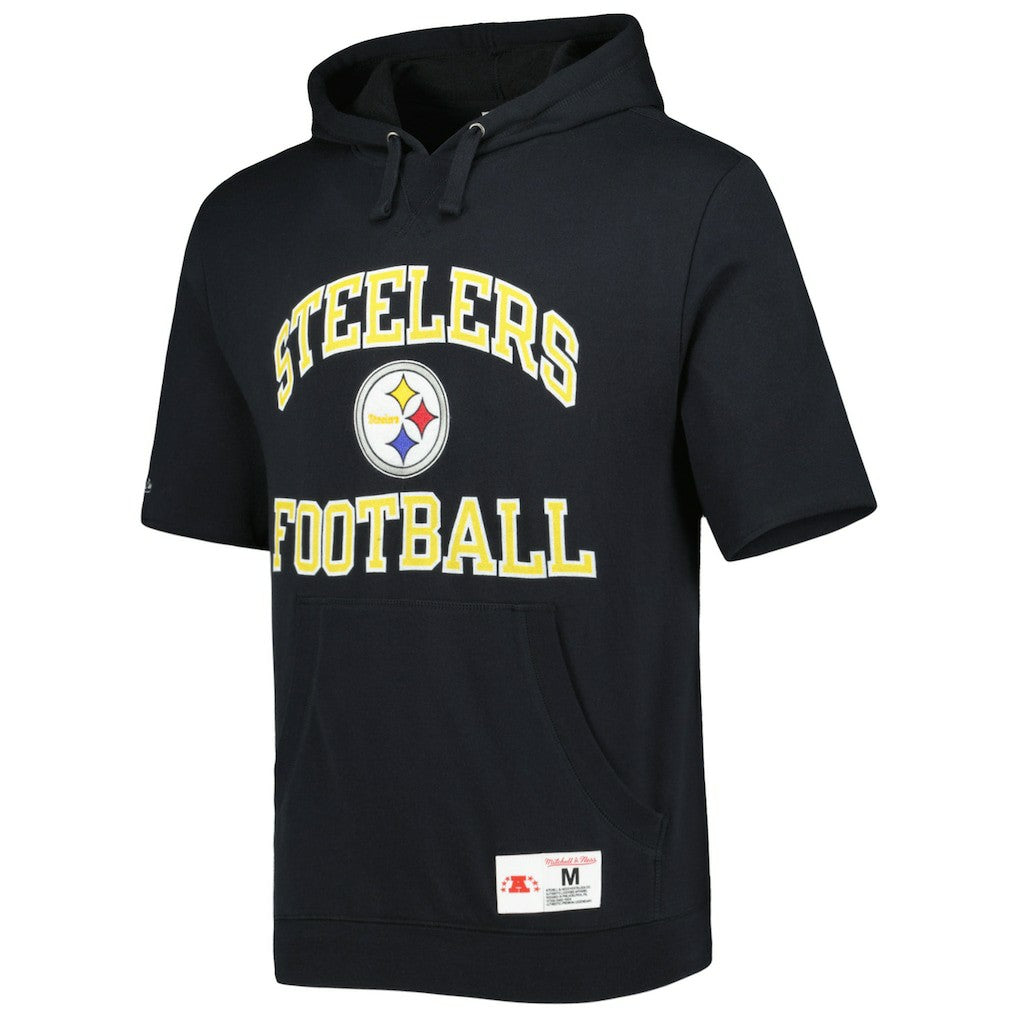 Pittsburgh Steelers Washed Short Sleeve Pullover Hoodie - Black discount