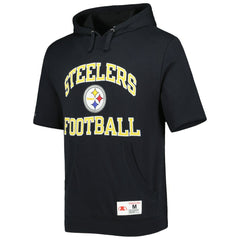Pittsburgh Steelers Washed Short Sleeve Pullover Hoodie - Black discount