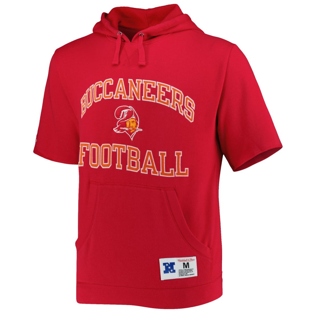 Tampa Bay Buccaneers Washed Short Sleeve Pullover Hoodie - Scarlet on sale