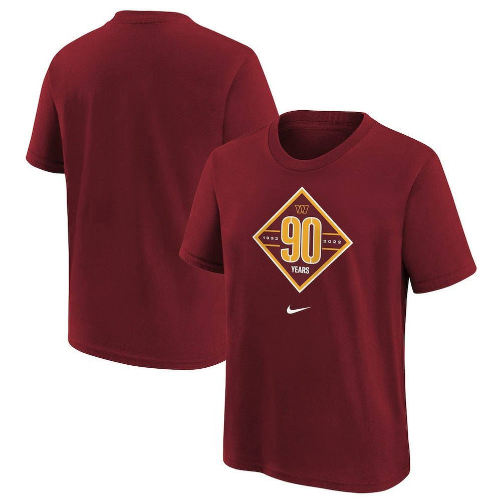Washington Commanders Youth 90th Anniversary Logo T-Shirt - Burgundy | Nike for sale