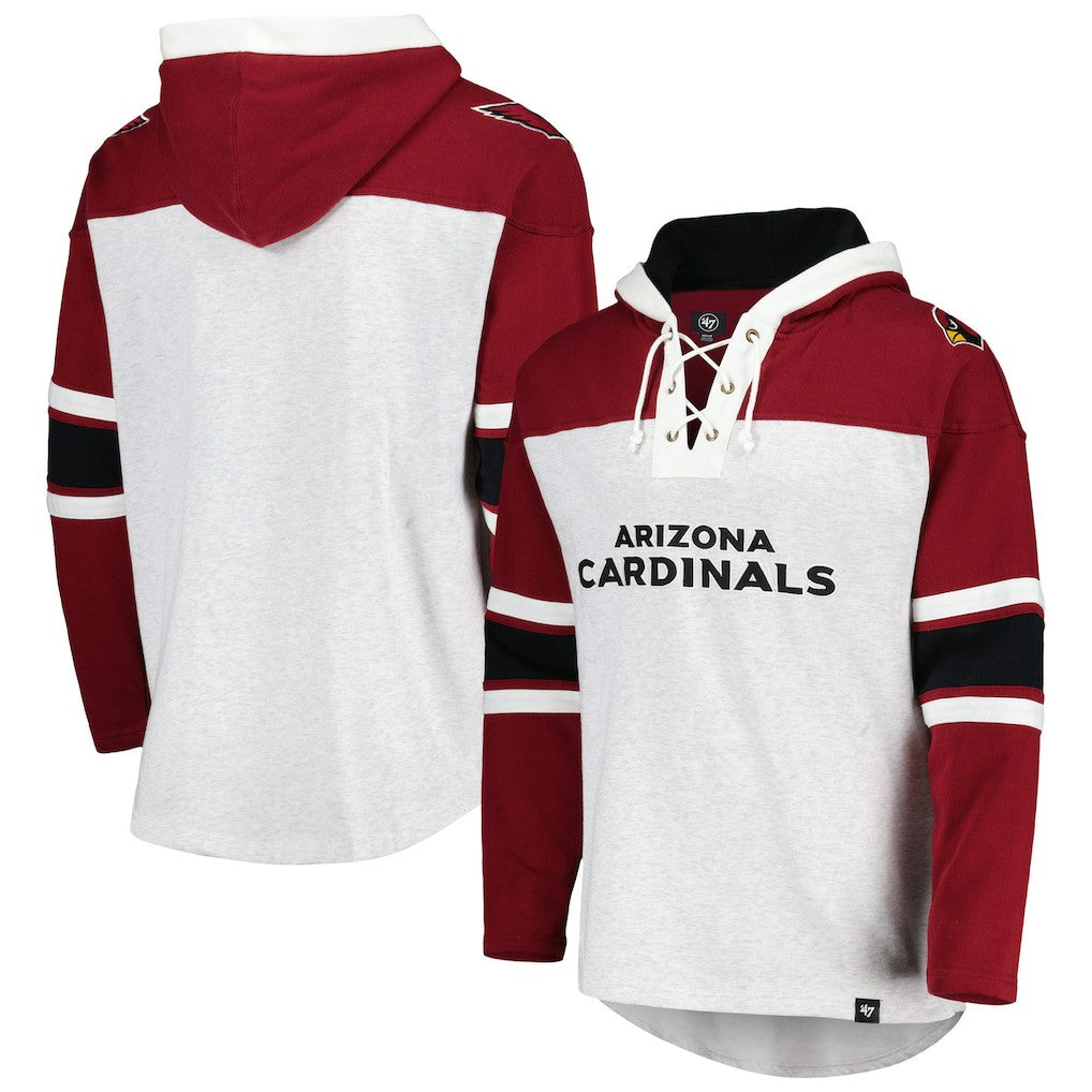 Arizona Cardinals '47 Gridiron Lace-Up Pullover Hoodie - Heather Gray discount