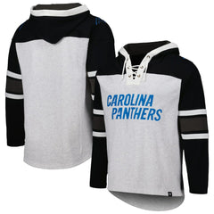 Carolina Panthers '47 Gridiron Lace-Up Pullover Hoodie - Heather Gray outlet