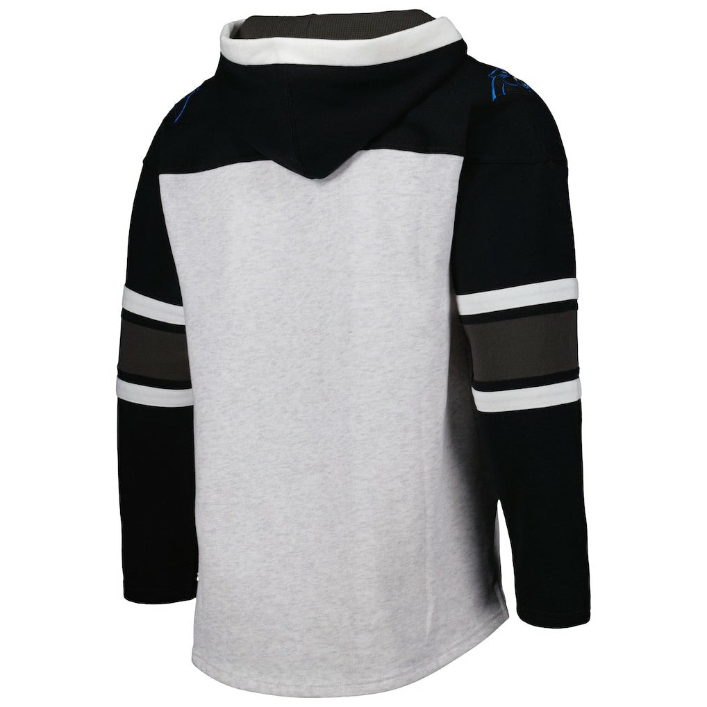Carolina Panthers '47 Gridiron Lace-Up Pullover Hoodie - Heather Gray outlet