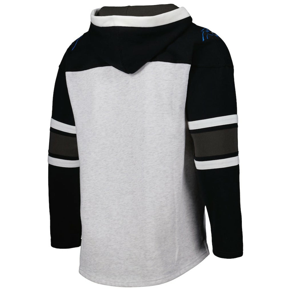 Carolina Panthers '47 Gridiron Lace-Up Pullover Hoodie - Heather Gray outlet