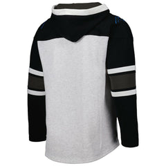 Carolina Panthers '47 Gridiron Lace-Up Pullover Hoodie - Heather Gray outlet