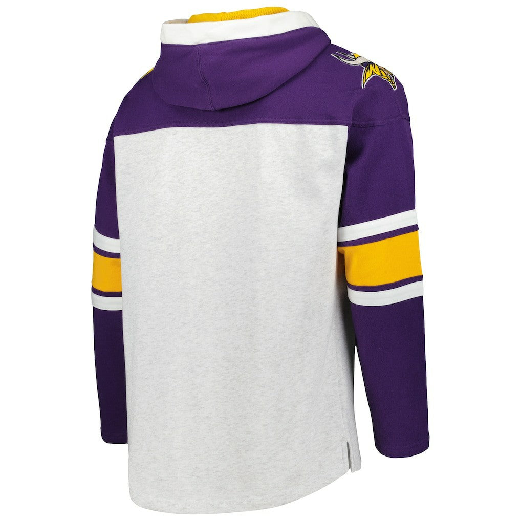 Minnesota Vikings '47 Gridiron Lace-Up Pullover Hoodie - Heather Gray outlet