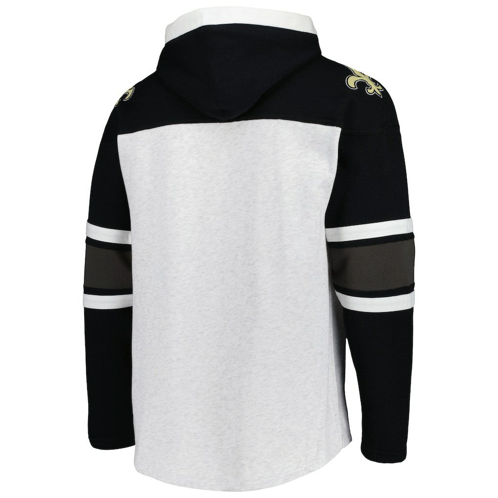 New Orleans Saints '47 Gridiron Lace-Up Pullover Hoodie - Heather Gray on sale