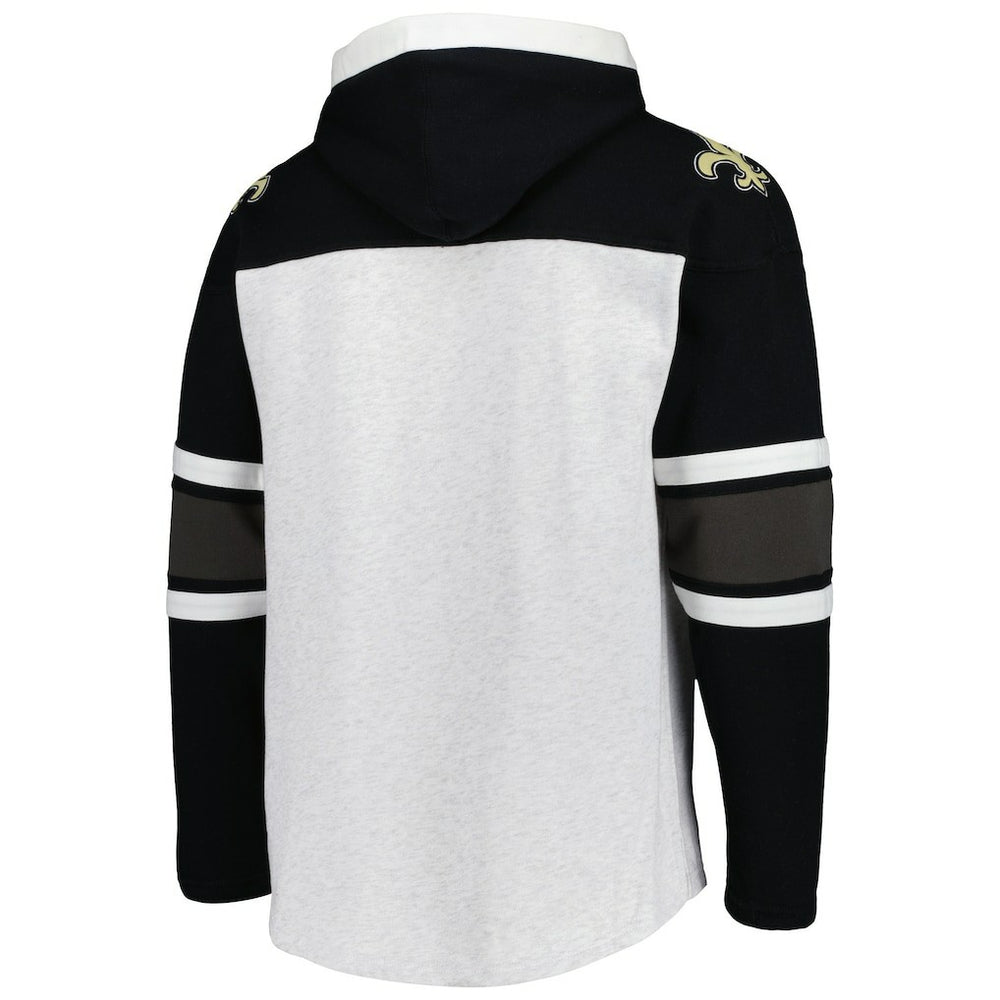 New Orleans Saints '47 Gridiron Lace-Up Pullover Hoodie - Heather Gray on sale