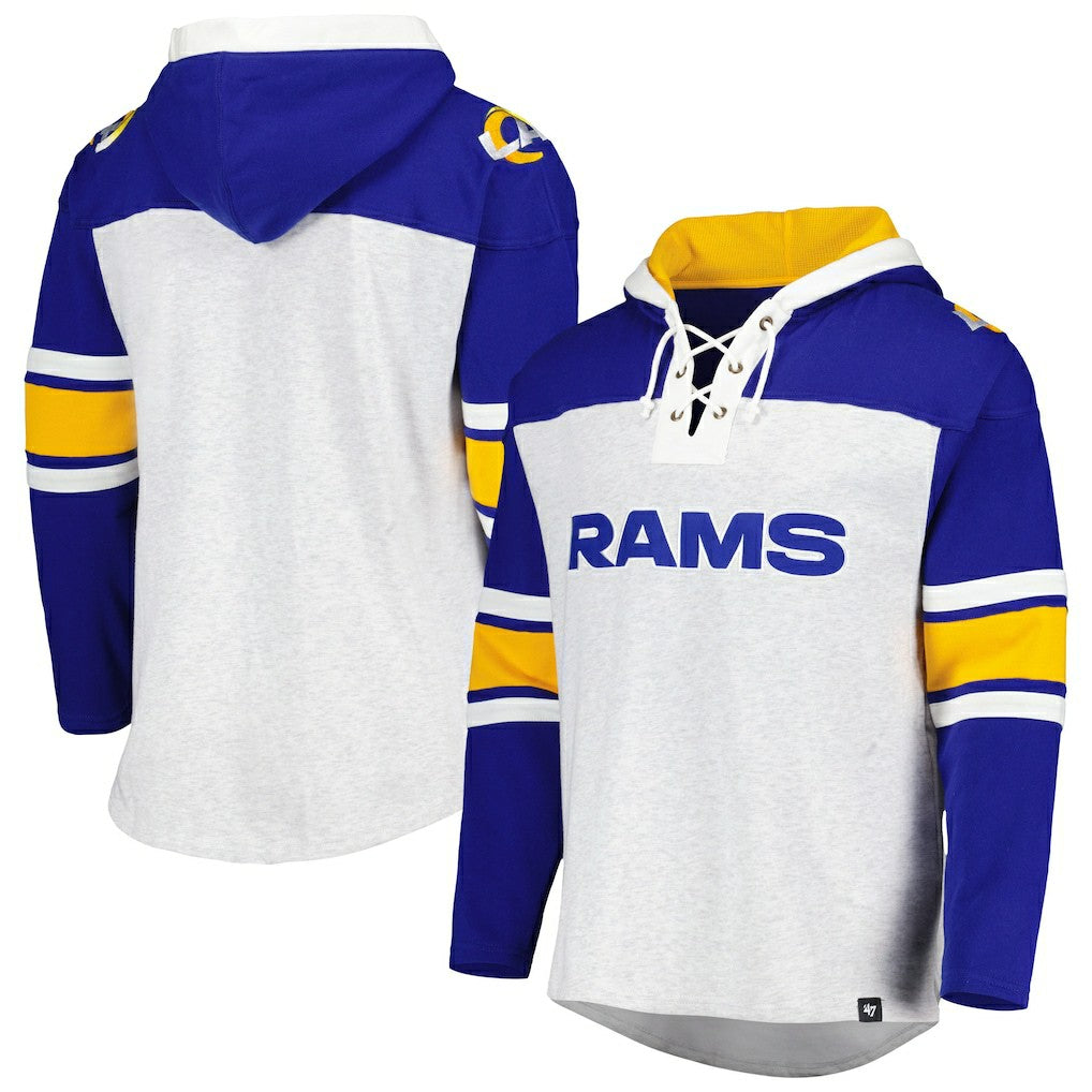 Los Angeles Rams '47 Gridiron Lace-Up Pullover Hoodie - Heather Gray online