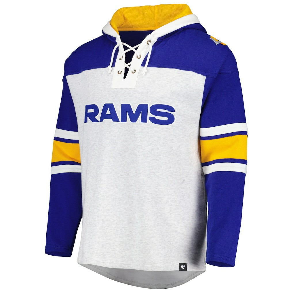 Los Angeles Rams '47 Gridiron Lace-Up Pullover Hoodie - Heather Gray online