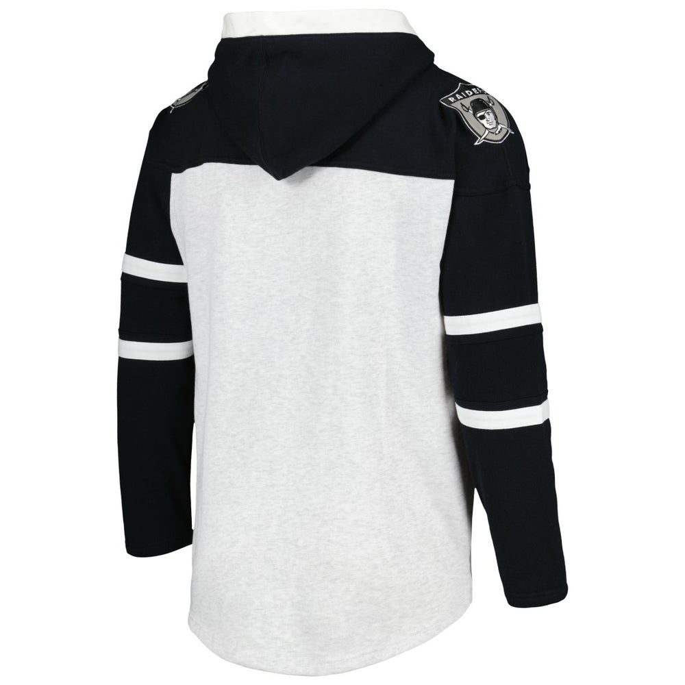 Las Vegas Raiders '47 Historic Logo Gridiron Lace-Up Pullover Hoodie - Heather Gray sale