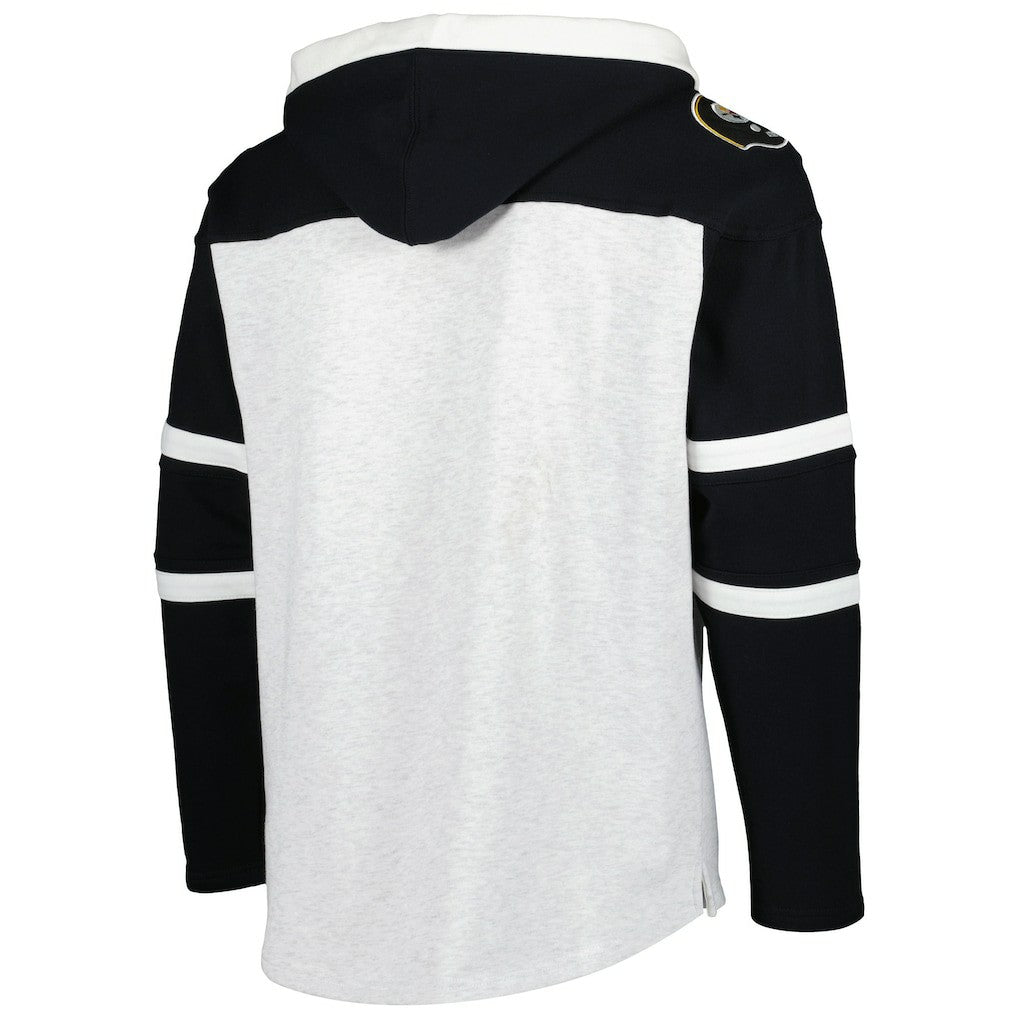 Pittsburgh Steelers '47 Historic Logo Gridiron Lace-Up Pullover Hoodie - Heather Gray on sale