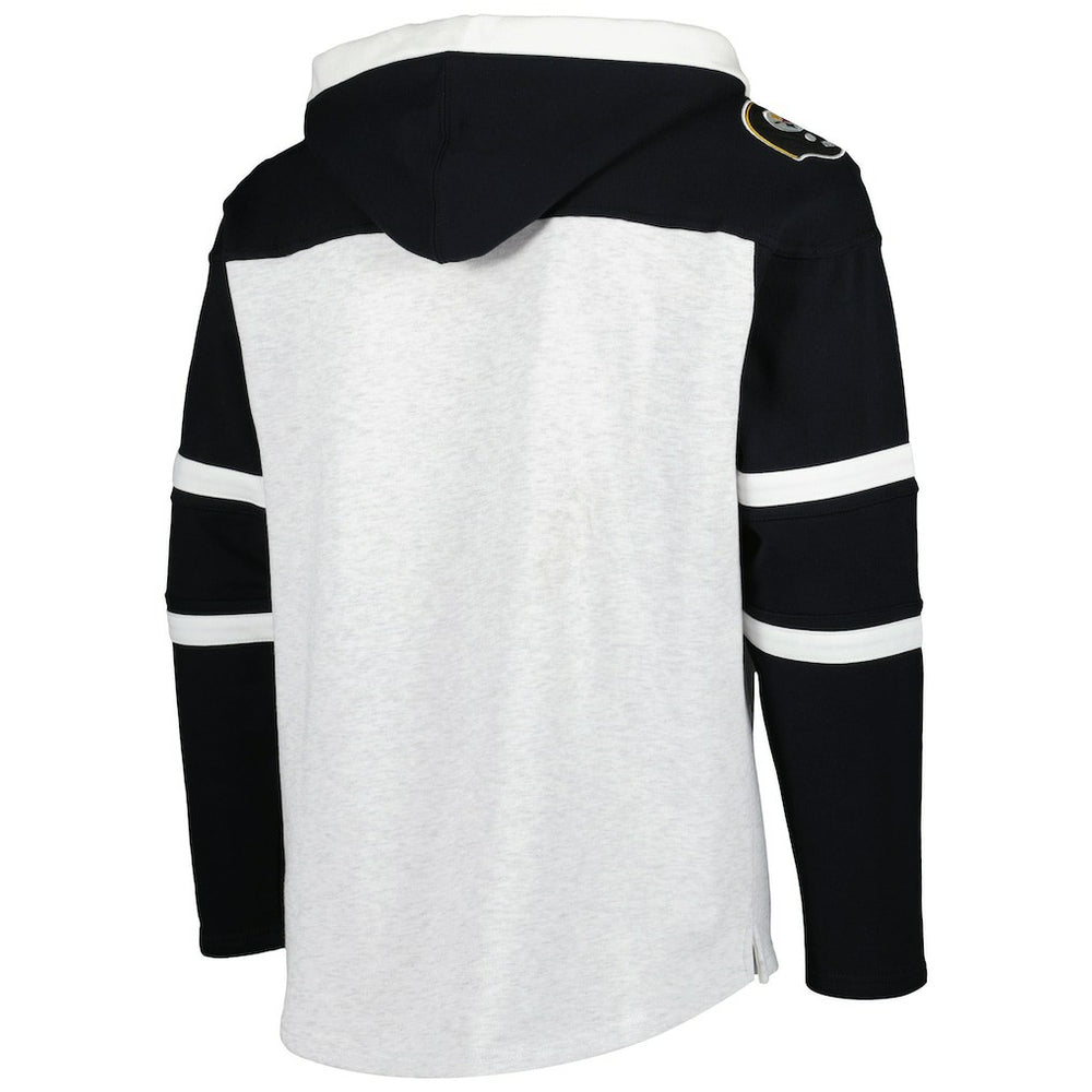 Pittsburgh Steelers '47 Historic Logo Gridiron Lace-Up Pullover Hoodie - Heather Gray on sale