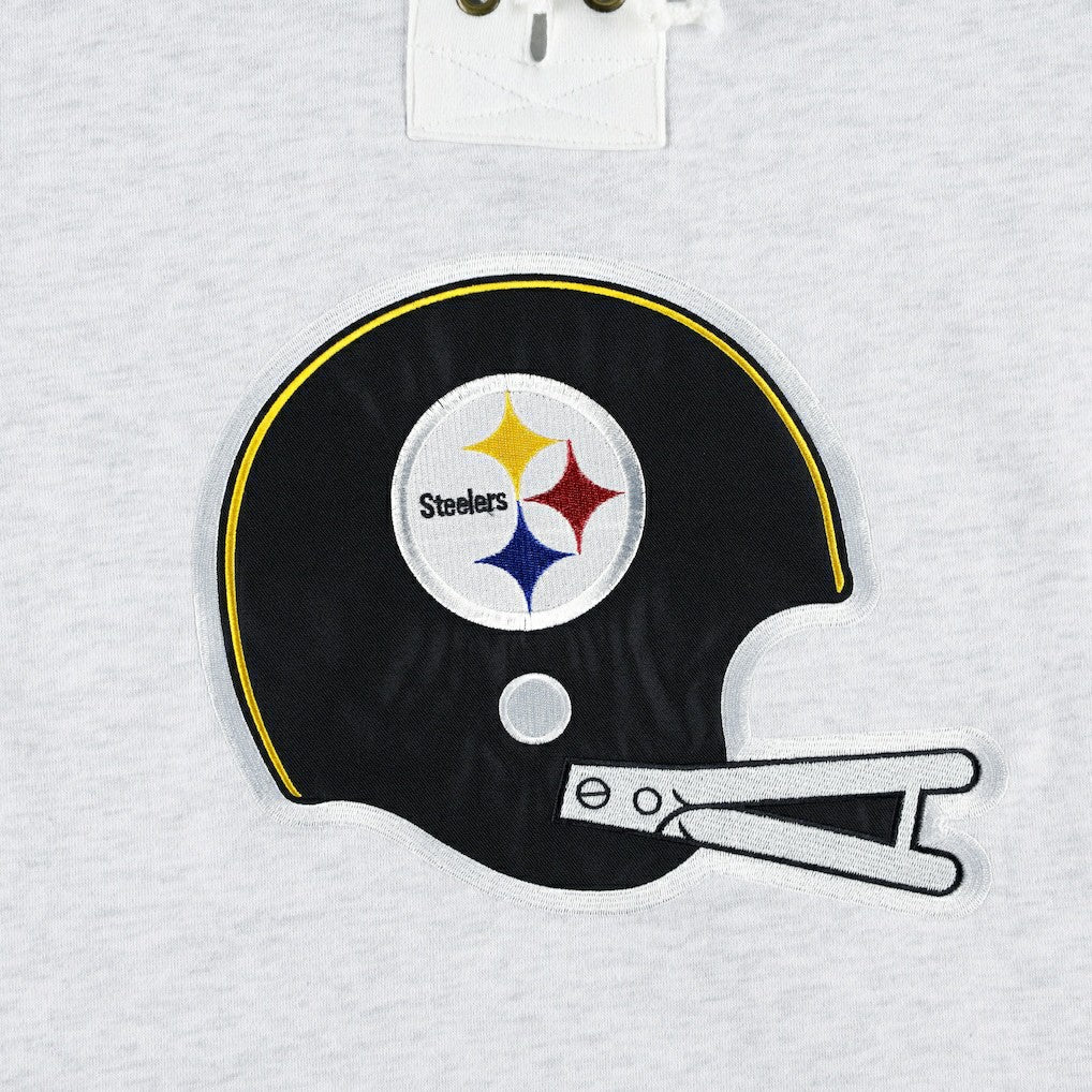 Pittsburgh Steelers '47 Historic Logo Gridiron Lace-Up Pullover Hoodie - Heather Gray on sale