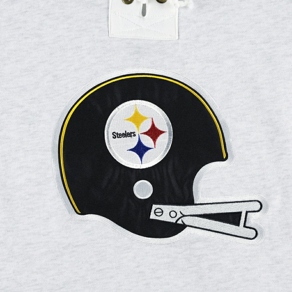 Pittsburgh Steelers '47 Historic Logo Gridiron Lace-Up Pullover Hoodie - Heather Gray on sale