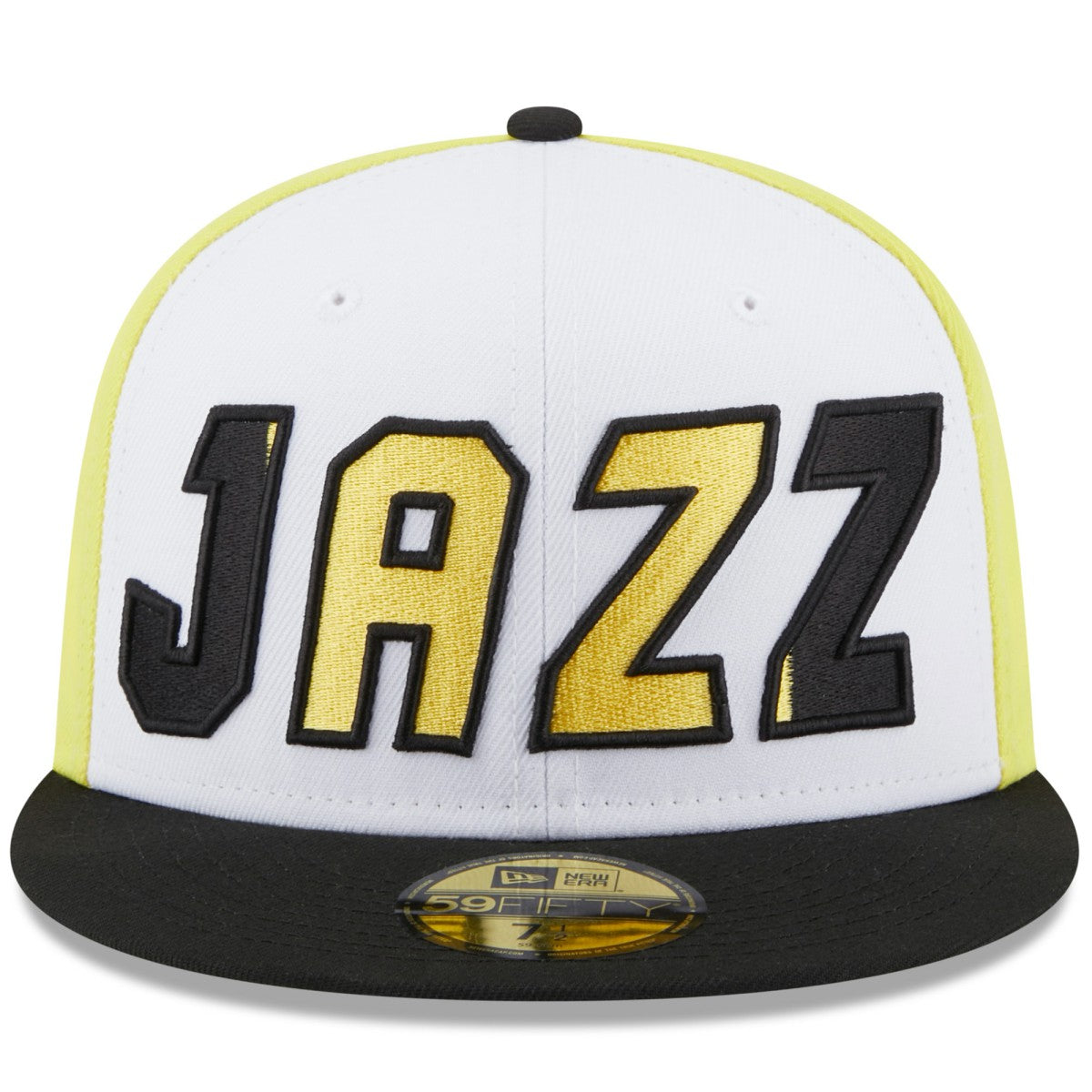 Utah Jazz Back Half 59FIFTY Fitted Hat - White/Black | New Era for sale