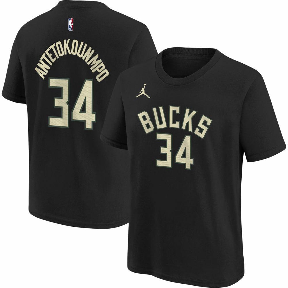 Giannis Antetokounmpo Milwaukee Bucks Jordan Brand Youth Statement Edition Name & Number Player T-Shirt - Black online