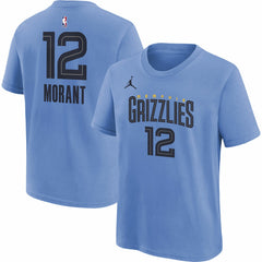 Ja Morant Memphis Grizzlies Jordan Brand Youth Statement Edition Name & Number Player T-Shirt - Light Blue online