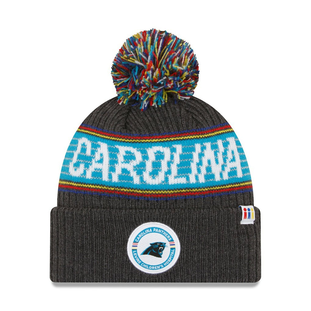 Carolina Panthers New Era 2022 Greg Olsen x Atrium Health Levine Children's Hospital Pom Knit Hat - Heather Charcoal cheap