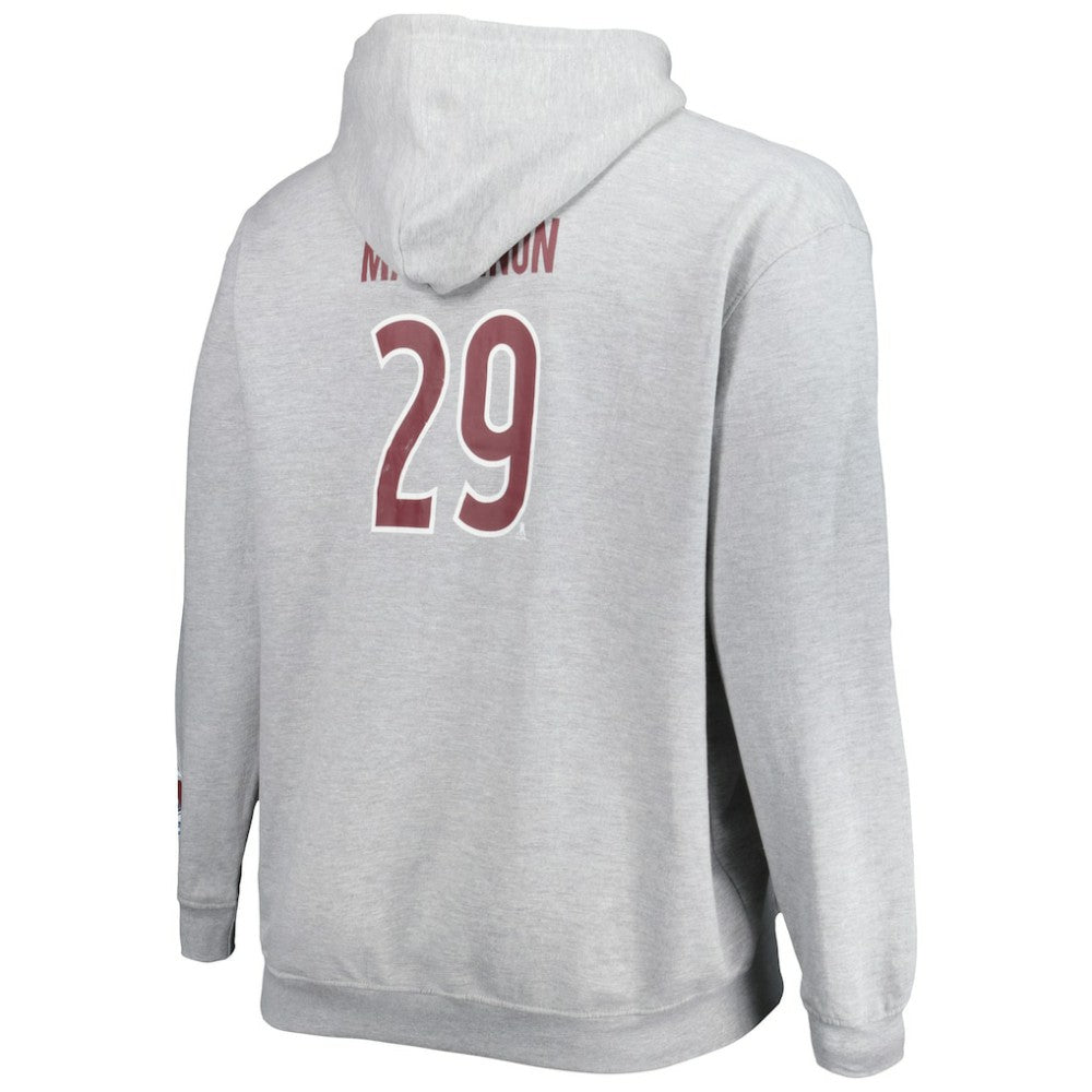 Nathan MacKinnon Colorado Avalanche Big & Tall Player Pullover Hoodie Heather Gray
