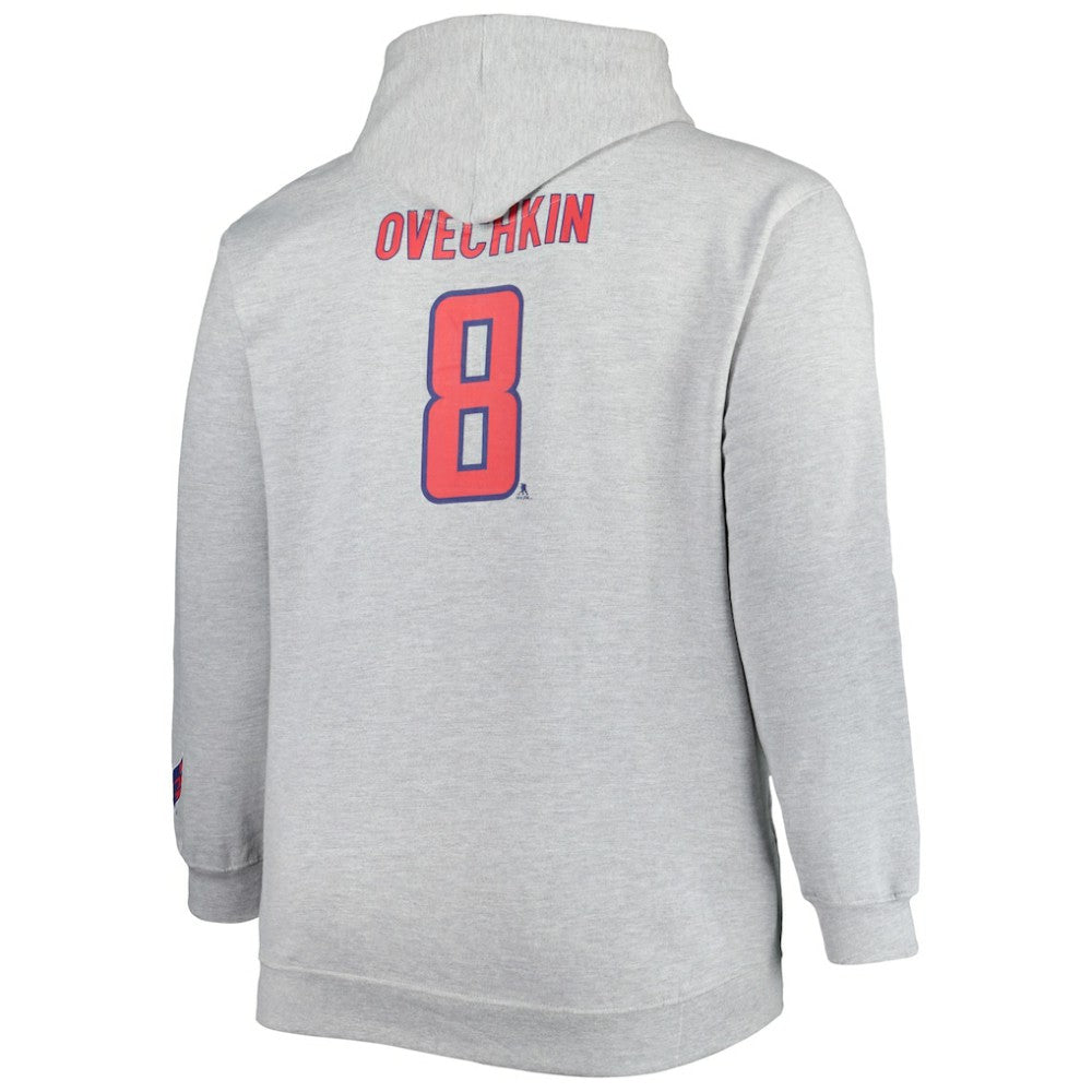 Alexander Ovechkin Washington Capitals Big & Tall Player Pullover Hoodie Heather Gray