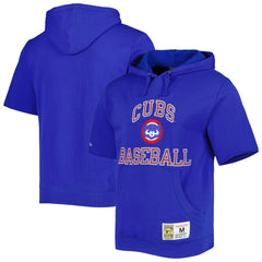 Chicago Cubs Cooperstown Collection Washed Fleece Pullover Short Sleeve Hoodie - Royal | Mitchell & Ness