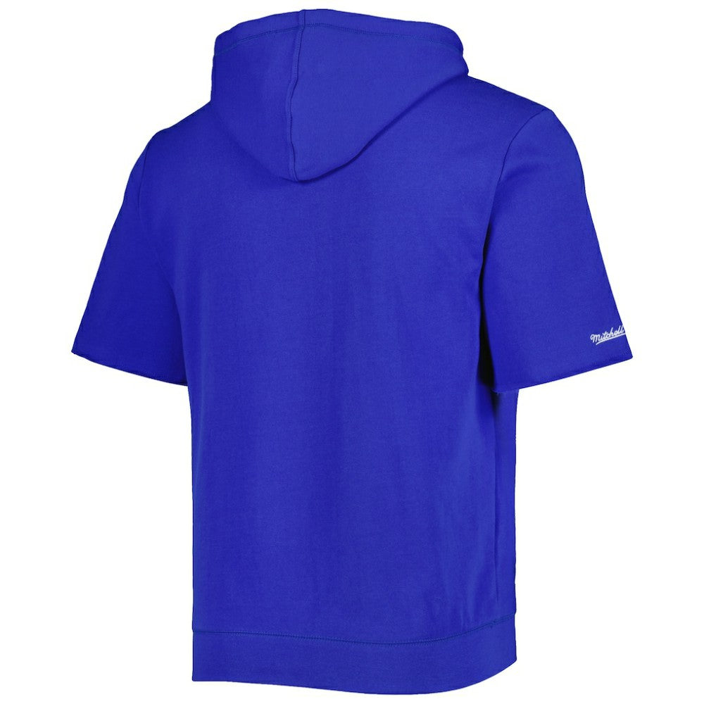 Chicago Cubs Cooperstown Collection Washed Fleece Pullover Short Sleeve Hoodie - Royal | Mitchell & Ness