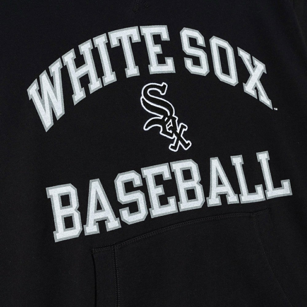 Chicago White Sox Cooperstown Collection Washed Fleece Pullover Short Sleeve Hoodie - Black | Mitchell & Ness