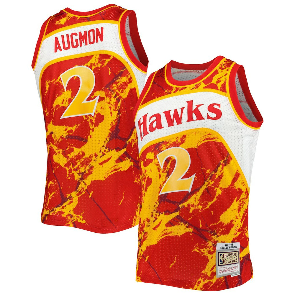 Stacey Augmon Atlanta Hawks 1991/92 Hardwood Classics Marble Swingman Jersey - Red | Mitchell & Ness shop