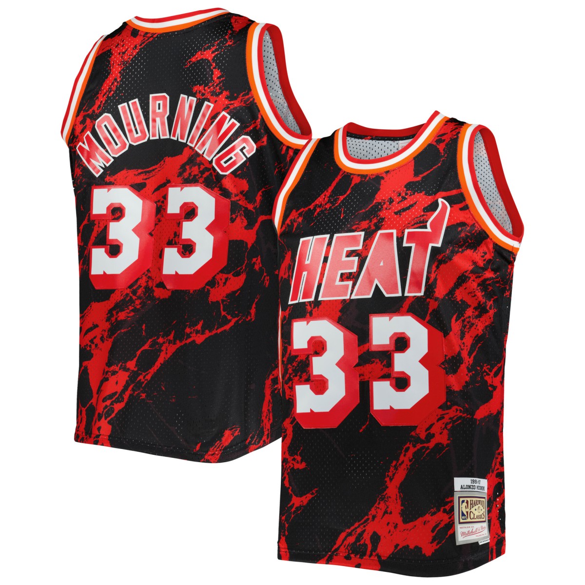 Alonzo Mourning Miami Heat 1996/97 Hardwood Classics Marble Swingman Jersey - Black | Mitchell & Ness online