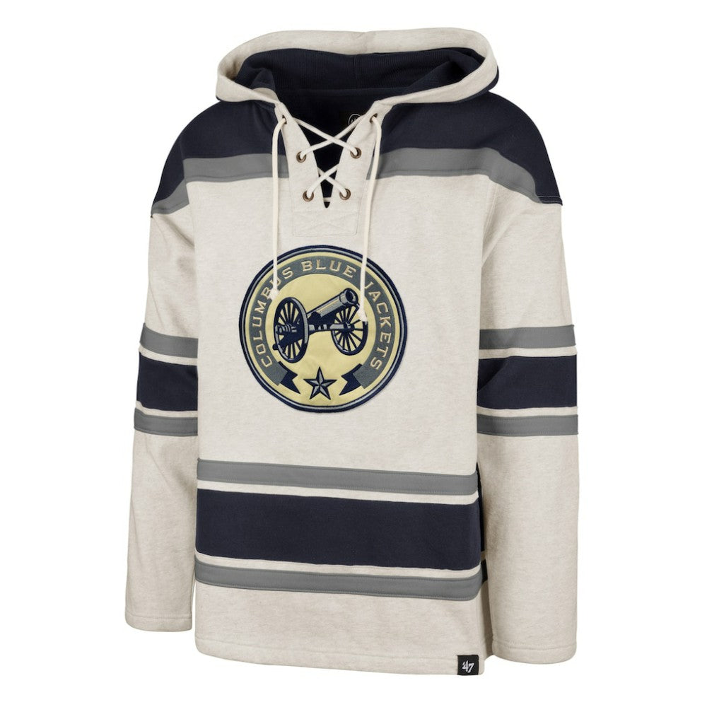Columbus Blue Jackets '47 Rockaway Lace-Up Pullover Hoodie Oatmeal