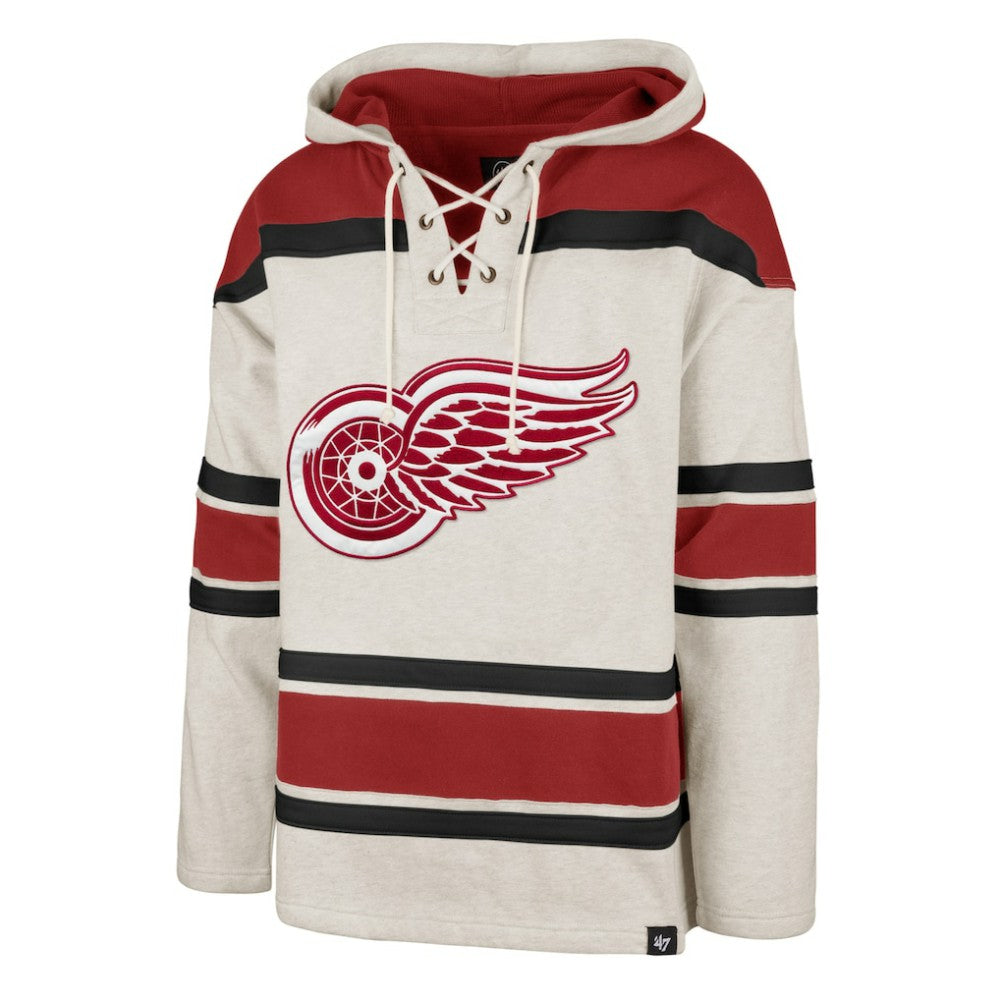 Detroit Red Wings '47 Rockaway Lace-Up Pullover Hoodie Oatmeal