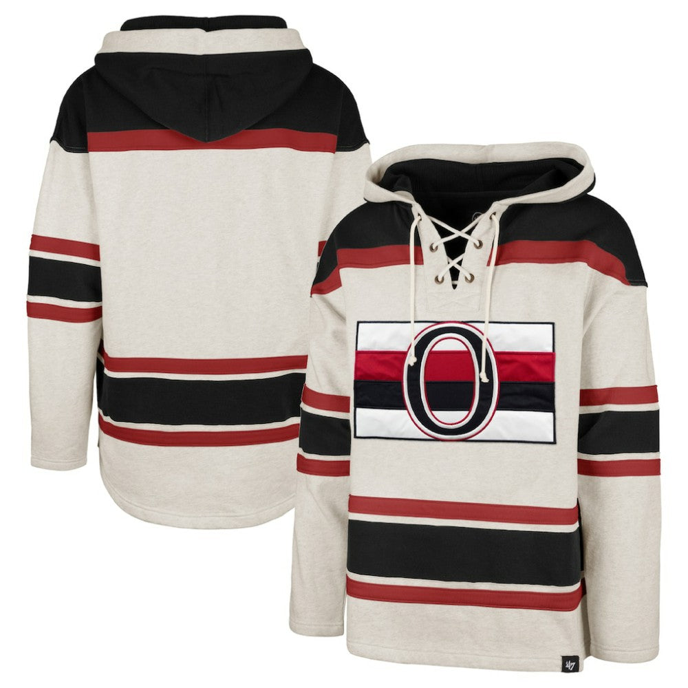 Ottawa Senators '47 Rockaway Lace-Up Pullover Hoodie Oatmeal