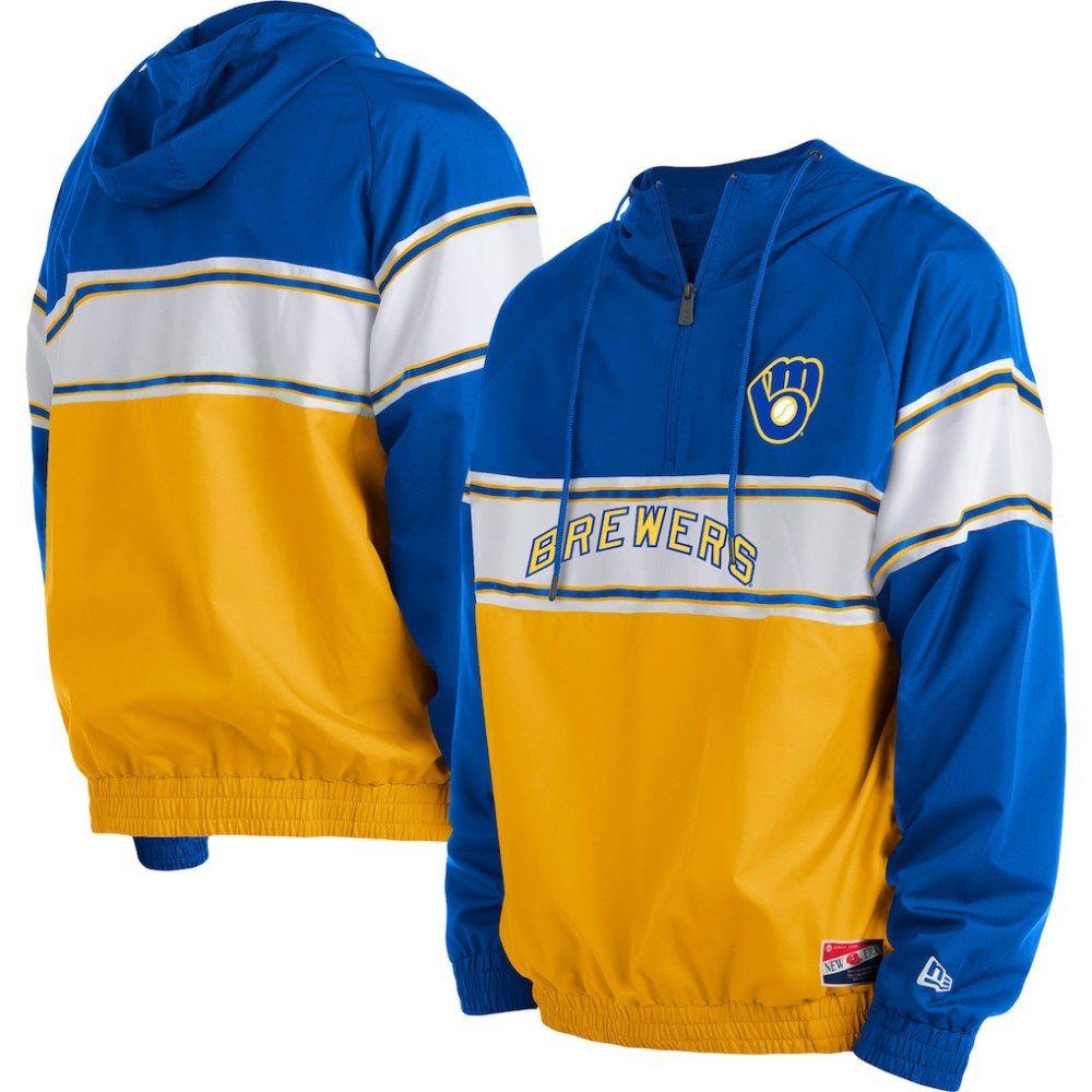 Milwaukee Brewers Ripstop Raglan Quarter-Zip Hoodie - Royal | New Era