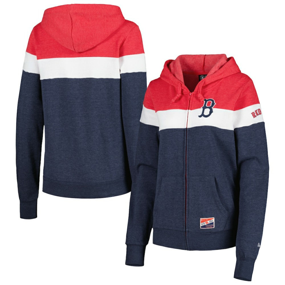 Boston Red Sox Women's Colorblock Full-Zip Hoodie Jacket - Heather Navy | New Era
