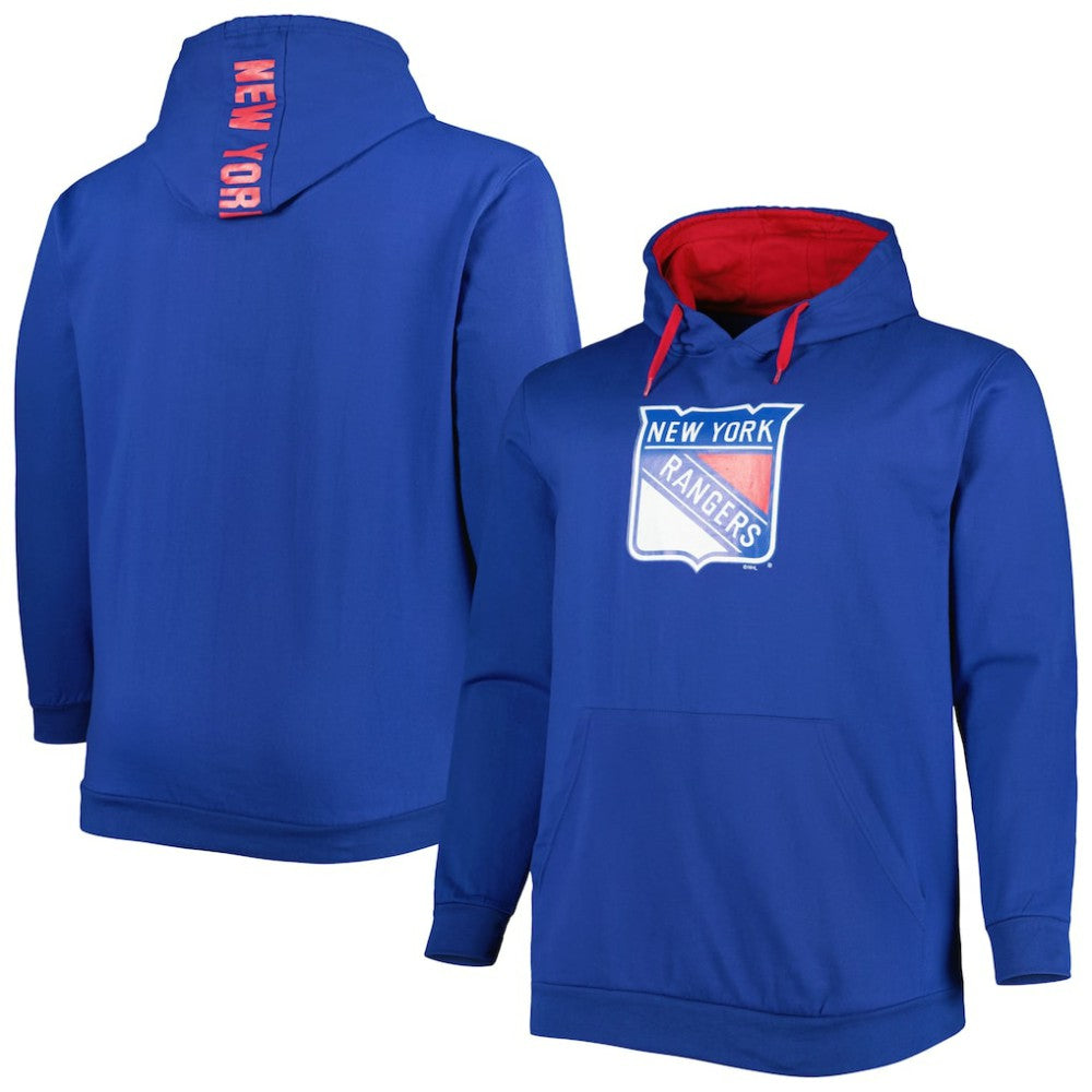 New York Rangers Big & Tall Fleece Pullover Hoodie Blue