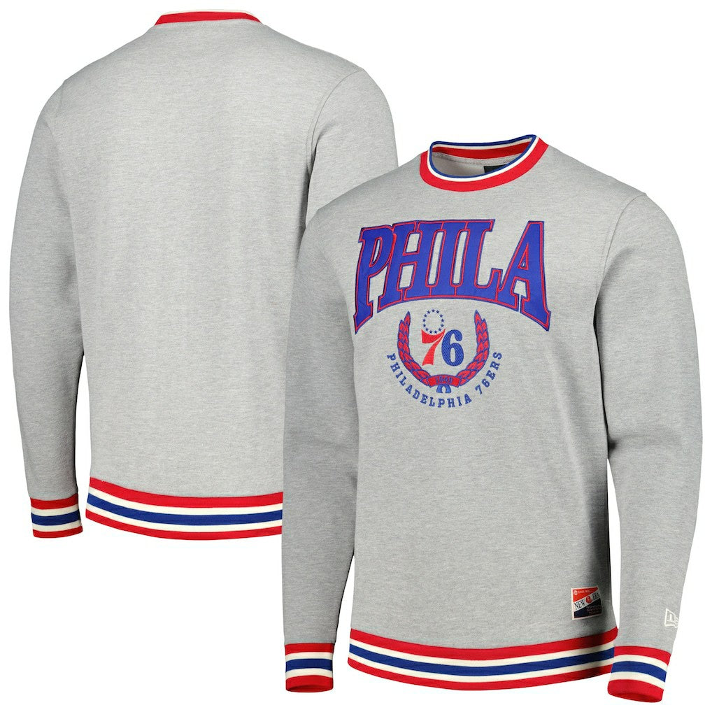 Philadelphia 76ers Unisex Vintage Throwback Crew Sweatshirt - Heather Gray | New Era shop