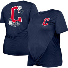 Cleveland Guardians Women's Plus Size Two-Hit Front Knot T-Shirt - Navy | New Era