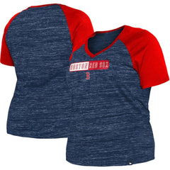 Boston Red Sox Women's Plus Size Space Dye Raglan V-Neck T-Shirt - Navy | New Era