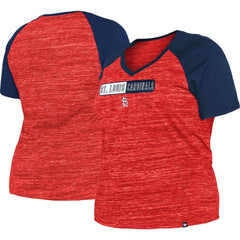 St. Louis Cardinals Women's Plus Size Space Dye Raglan V-Neck T-Shirt - Red | New Era