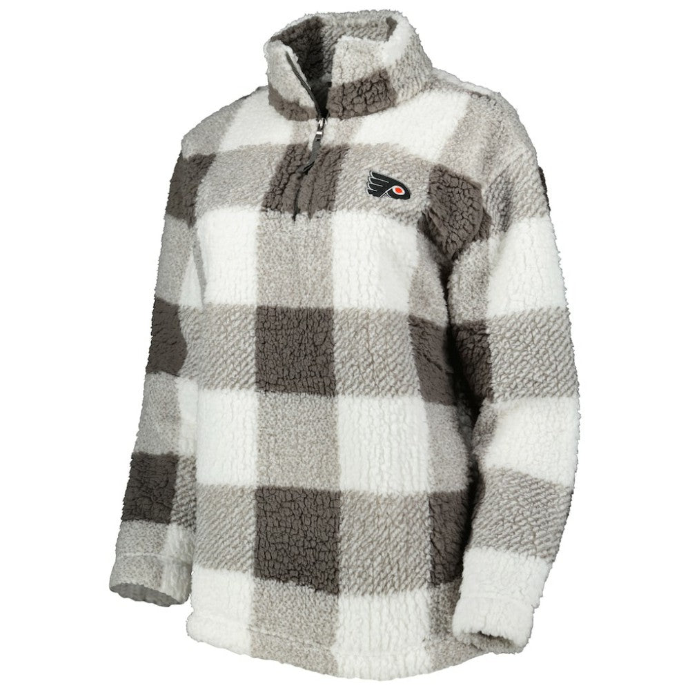 Philadelphia Flyers G-III 4Her by Carl Banks Women's Logo Plaid Sherpa Quarter-Zip Jacket Gray/White