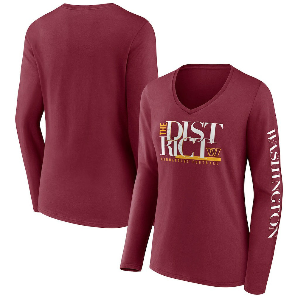 Washington Commanders Women's Hometown Sweep Long Sleeve V-Neck T-Shirt - Burgundy cheap