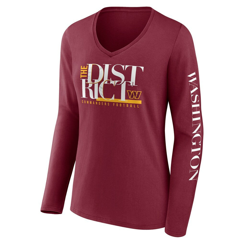 Washington Commanders Women's Hometown Sweep Long Sleeve V-Neck T-Shirt - Burgundy cheap